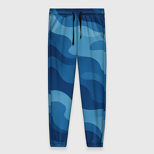 Женские брюки Синие волнистые линии в виде камуфляжа / 3D-принт – фото 1