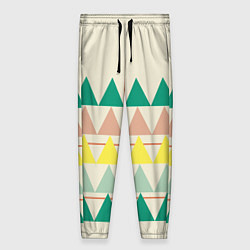 Брюки женские Абстрактный лес - треугольники на светлом, цвет: 3D-принт