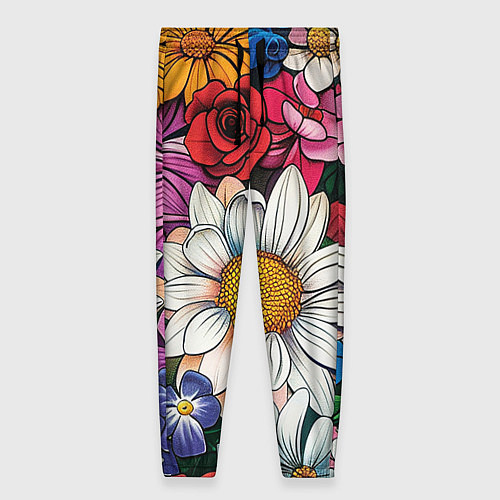 Женские брюки Крупные цветы / 3D-принт – фото 1