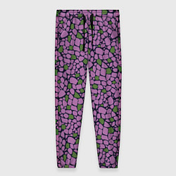 Женские брюки Мозаичный мелкий узор фиолетовый с зелеными вкрапл