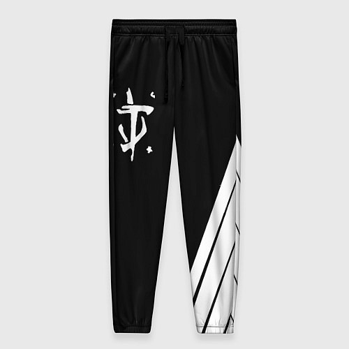 Женские брюки Doom white geometry / 3D-принт – фото 1