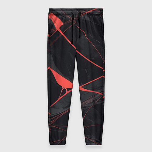 Женские брюки Текстура мрамора с красными полосками / 3D-принт – фото 1