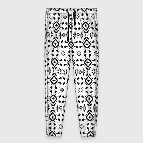 Женские брюки Черно-белый абстрактный узор / 3D-принт – фото 1