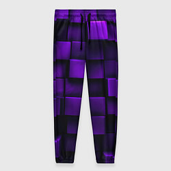 Брюки женские Фиолетовые неоновые квадраты, цвет: 3D-принт