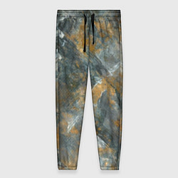 Женские брюки Абстракция - strokes of gold paint on a gray backg