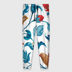 Женские брюки Цветы и птицы - паттерн
