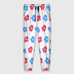 Брюки женские Голубые и красные варежки, цвет: 3D-принт