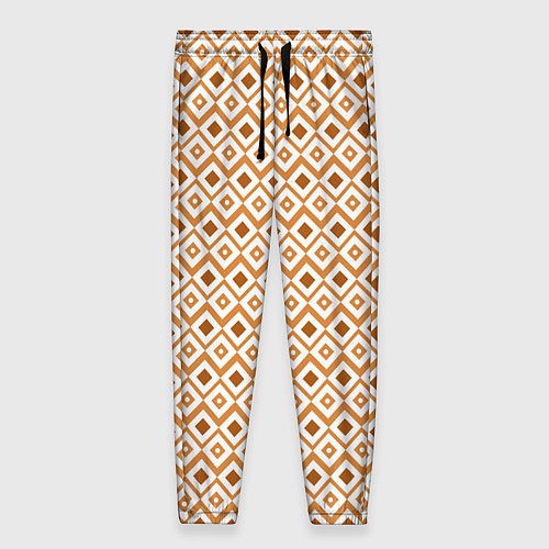 Женские брюки Паттерн с ромбиками коричневый / 3D-принт – фото 1