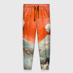 Брюки женские Японский пейзаж абстракция, цвет: 3D-принт