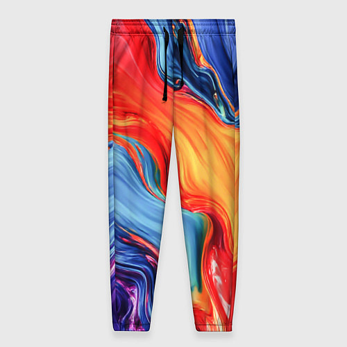 Женские брюки Красно-синие масляные краски смешение абстракция / 3D-принт – фото 1