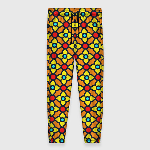 Женские брюки Цветочный витраж / 3D-принт – фото 1