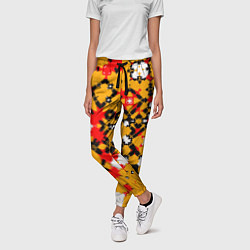 Брюки женские Красно-желтая геометрическая абстракция, цвет: 3D-принт — фото 2