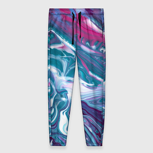 Женские брюки Абстракция бело сине красный мрамор / 3D-принт – фото 1