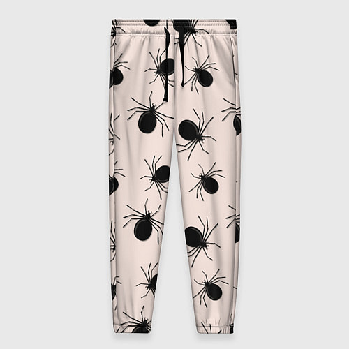 Женские брюки Паттерн с черными жуками / 3D-принт – фото 1