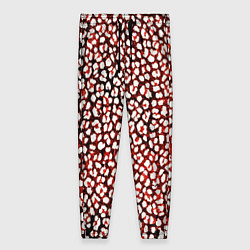 Брюки женские Тёмный красный с белыми пятнышками, цвет: 3D-принт