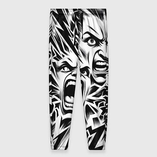 Женские брюки Свирепые лица и молнии - нейроарт / 3D-принт – фото 1