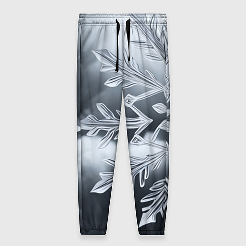 Женские брюки Снежинка на черно белое / 3D-принт – фото 1