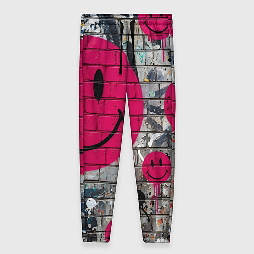 Женские брюки Розовые смайлы граффити / 3D-принт – фото 1