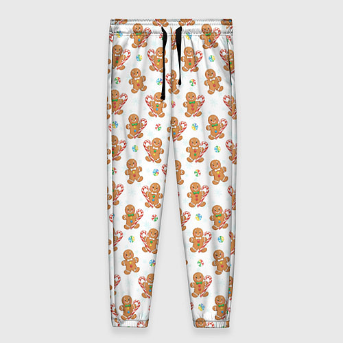 Женские брюки Имбирные человечки и карамельные трости / 3D-принт – фото 1