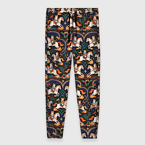 Женские брюки Новогодние коты всадники на лошади / 3D-принт – фото 1