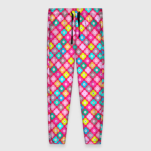 Женские брюки Разноцветный цветочный узор ретро / 3D-принт – фото 1