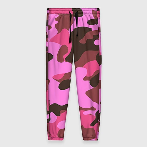 Женские брюки Камуфляж: розовый/коричневый / 3D-принт – фото 1