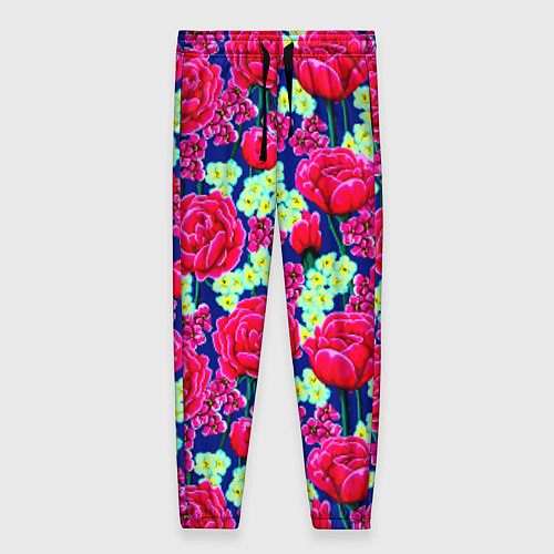 Женские брюки Яркие розы / 3D-принт – фото 1