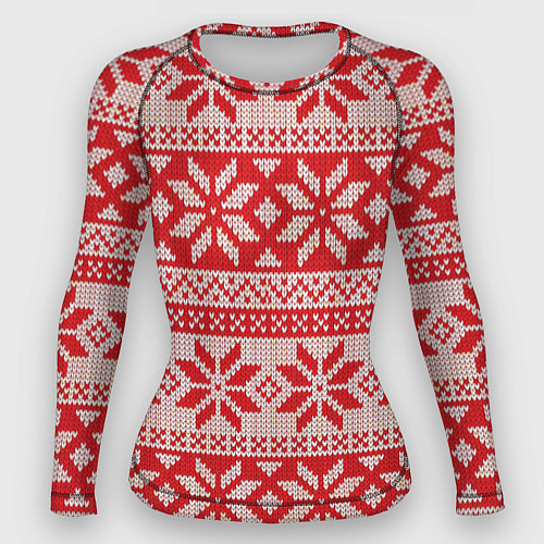 Женский рашгард Красный свитер / 3D-принт – фото 1