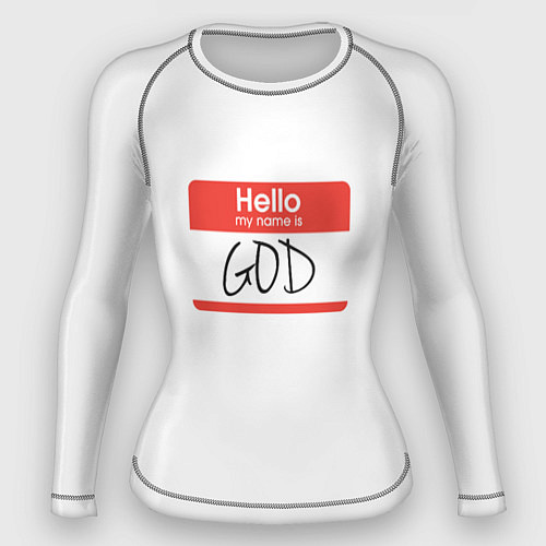 Женский рашгард Hello: my name is God / 3D-принт – фото 1