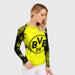 Рашгард женский FC Borussia Dortmund: Yellow & Black, цвет: 3D-принт — фото 2