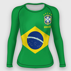 Рашгард женский Сборная Бразилии: зеленая, цвет: 3D-принт