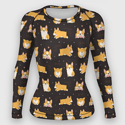 Женский рашгард Вельш корги бемброк - забавные щенки паттерн