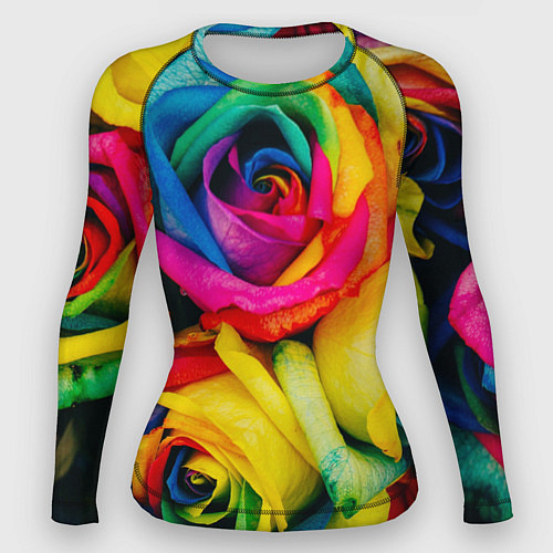 Женский рашгард Разноцветные розы / 3D-принт – фото 1