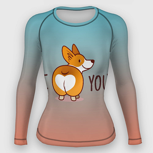 Женский рашгард I love you смешной корги / 3D-принт – фото 1