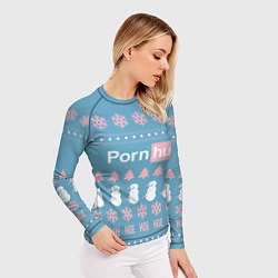 Рашгард женский Pornhub - christmas sweater, цвет: 3D-принт — фото 2