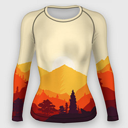 Рашгард женский Горы закат пейзаж лиса арт, цвет: 3D-принт