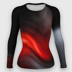 Рашгард женский BLACK RED WAVES АБСТРАКЦИЯ, цвет: 3D-принт