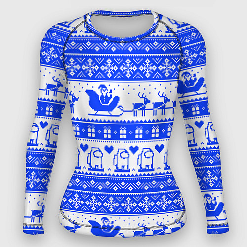 Женский рашгард AMONG US НОВОГОДНИЙ УЗОР / 3D-принт – фото 1