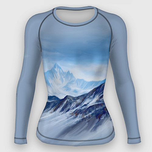 Женский рашгард Серо-голубые горы / 3D-принт – фото 1