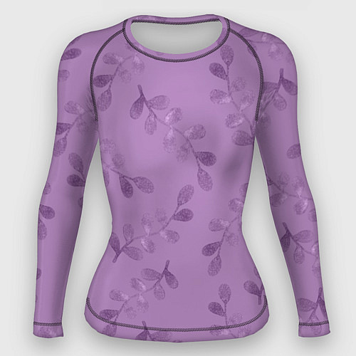 Женский рашгард Листья на фиолетовом фоне / 3D-принт – фото 1