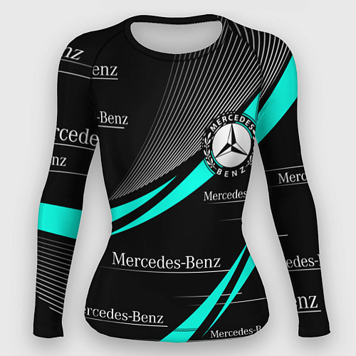 Женский рашгард MERCEDES BENZ АКВАМАРИНОВЫЙ / 3D-принт – фото 1