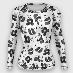 Рашгард женский Акварельные панды паттерн, цвет: 3D-принт