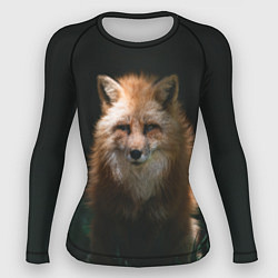 Женский рашгард Хитрый лис на черном фоне