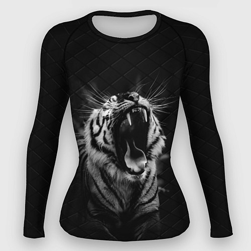 Женский рашгард Тигр рычит Tiger realistic / 3D-принт – фото 1