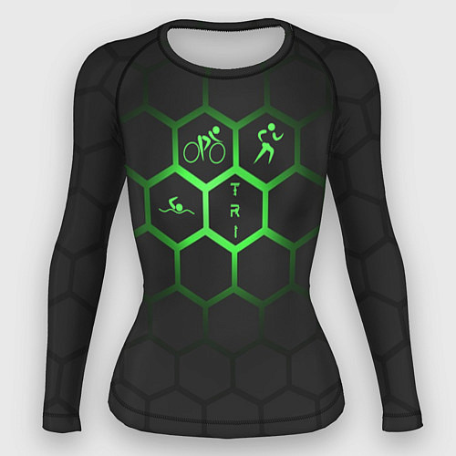 Женский рашгард Триатлон спортсмены / 3D-принт – фото 1