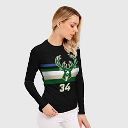 Рашгард женский Milwaukee Bucks форма Яннис Адетокумбо, цвет: 3D-принт — фото 2