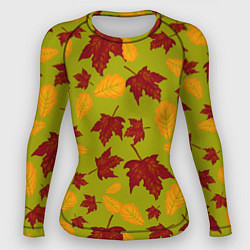 Рашгард женский Осенние листья клён и дуб, цвет: 3D-принт