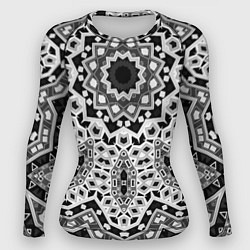 Рашгард женский Черно-белый орнамент, цвет: 3D-принт