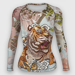 Рашгард женский Тигр в облаках, цвет: 3D-принт