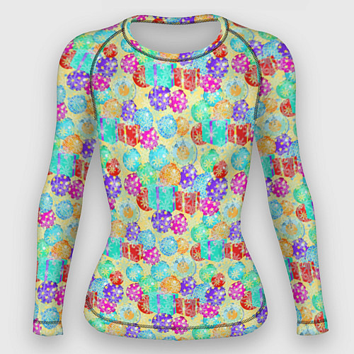 Женский рашгард Новогодние Игрушки и Подарки / 3D-принт – фото 1